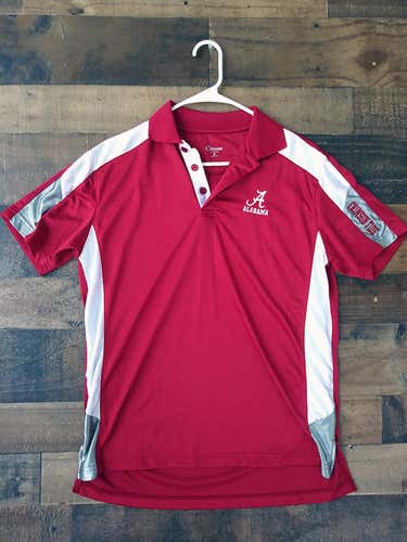 NCAA College UNIVERSITY ALABAMA CRIMSON TIDE Polyester Performance Button Polo Team Shirt
