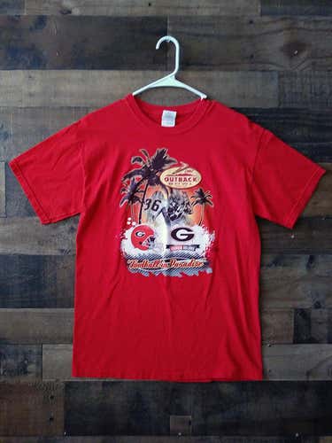2012 NCAA College UGA UNIVERSITY GEORGIA BULLDOGS Red Outback Bowl Tampa Bay Florida Team Shirt