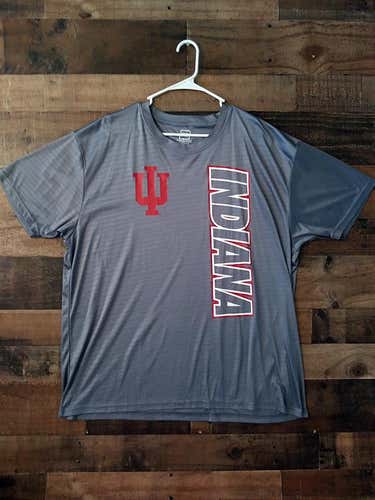 New NCAA College INDIANA UNIVERSITY HOOSIERS Grey Red White Polyester Performance Team Shirt