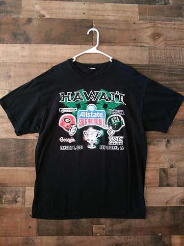 2008 NCAA College UNIVERSITY HAWAII RAINBOW WARRIORS Allstate Sugar Bowl Black Team Shirt
