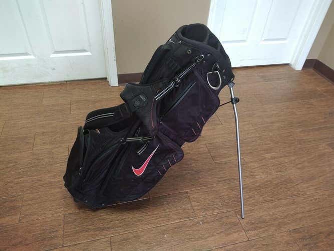 Nike Dual Strap Golf Stand Bag Free Shipping 8 Dividers Red/Black Raincover Nice