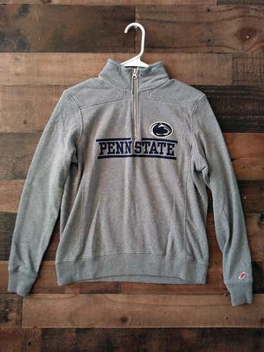 Ladies NCAA College PSU PENN STATE UNIVERSITY NITTANY LIONS Grey Quarter Zipper Pullover Sweatshirt