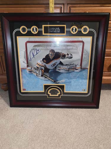 Tuukka Rask Autographed photo. Includes Game Used Net. Certificate Of Authenticity. OBO.