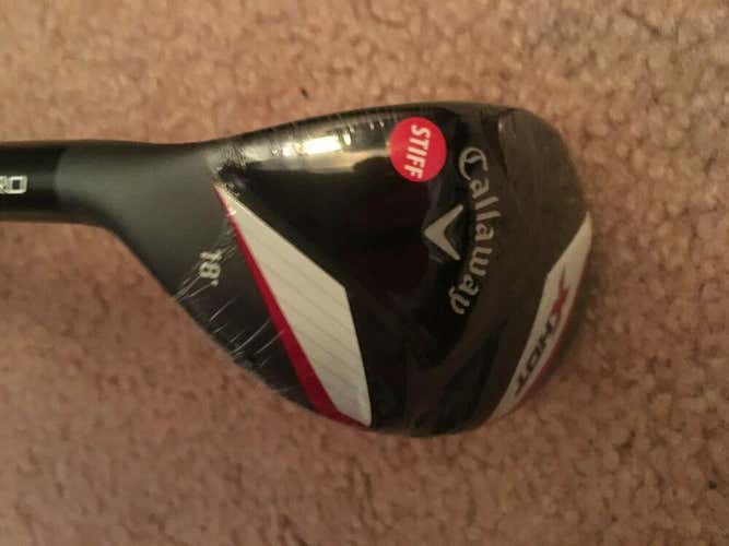 Brand New Callaway X Hot Pro 3-Hybrid 18 degree, Lefty stiff flex with headcover