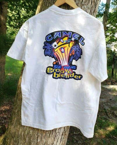 VTG Camel Groove Blender Vegas Promo Pocket T-Shirt XL 90s Cigarette Joe Camel