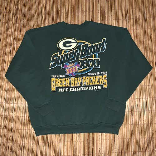 Vintage 1990s 1997 Green Bay Packers Logo 7 Super Bowl XXXI Sweatshirt Orleans