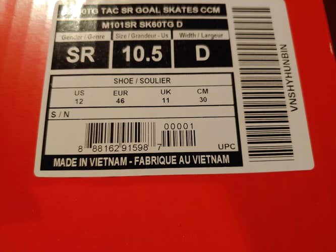 CCM Goalie Skates Senior Size 10.5 tacks 6092"