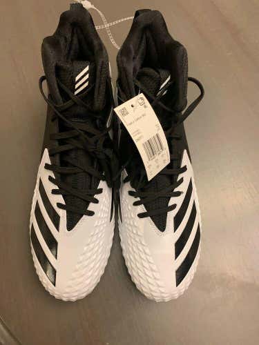 New Adidas DB0571 Freak X Carbon Mid Football Cleats Size 10.5 White & Black