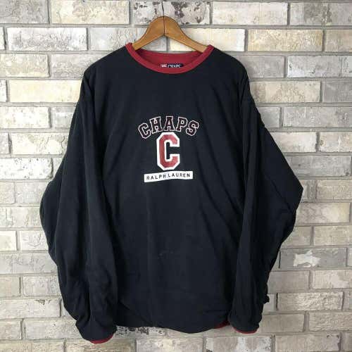Vtg 90s Chaps Ralph Lauren Mens XXL Double SweatShirt Spellout Bold Logo L/S OG