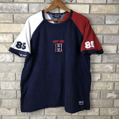 Rare Vtg Early 2000s Tommy Hilfiger Mens Large Bold Logo T Shirt Flag Vintage OG
