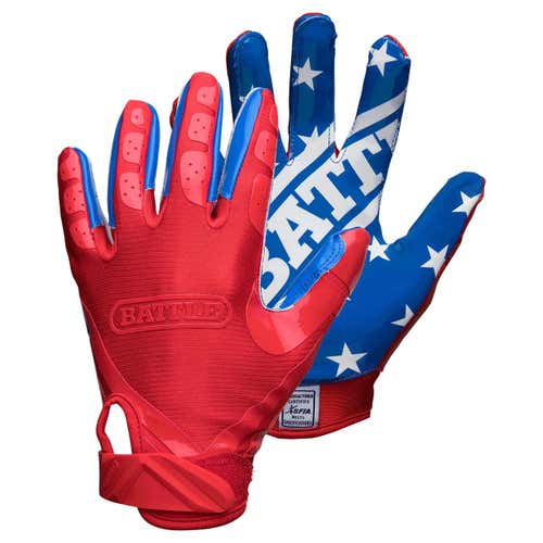 New Battle All American Football Youth RED WHITE BLUE Medium Gloves
