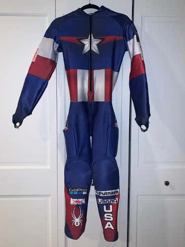 Worn 3 times- 2018 US Ski Team Captain America GS suit (padded)