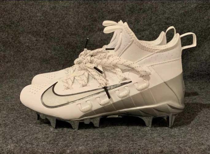 Nike Alpha Huarache 6 Elite Lacrosse Cleats White Chrome Mens 923422-101  Size 10.5