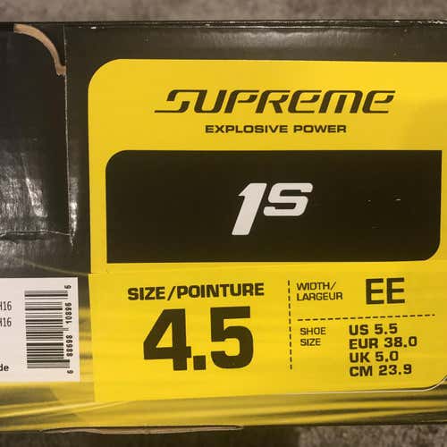 Almost New Bauer Supreme 1S Junior Ice Hockey Skates Size 4.5 EE, Please Read Description