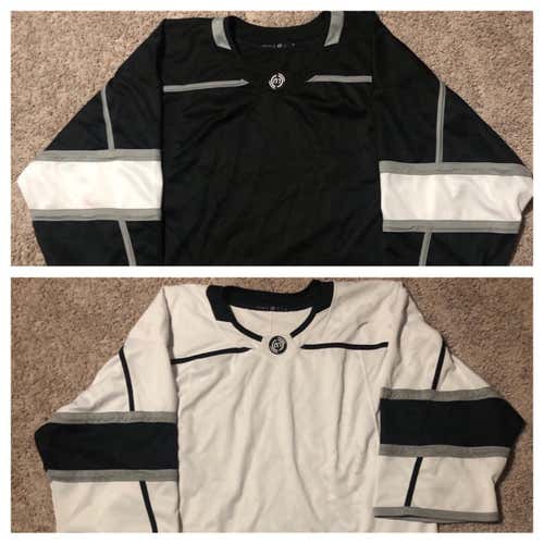 Los Angeles Kings Home and Away Uncrested Goalie Monkey Brand Adidas Model Goalie Cut Jerseys