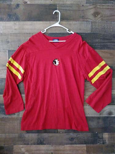 NCAA College FSU FLORIDA STATE UNIVERSITY SEMINOLES Gold Stripe Long Sleeve Jersey Shirt