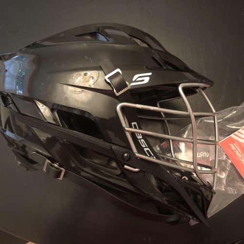 Brand New With tags Cascade S Helmet Adult. Black Shell, Chin, Jaw And Strap. Chrome Cage