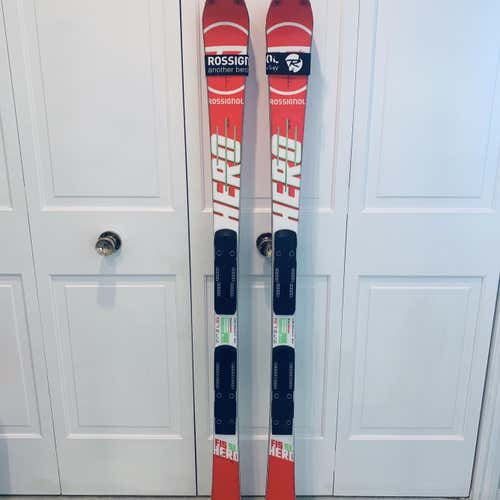 Rossignol Hero Athlete FIS DT SL (17/18), R20 plates, 156cm, R>12m, 2 pairs