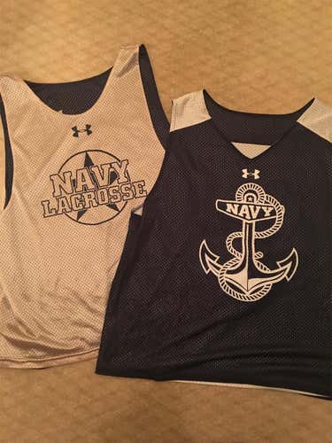Two Navy Lacrosse Under Armour Pinnies
