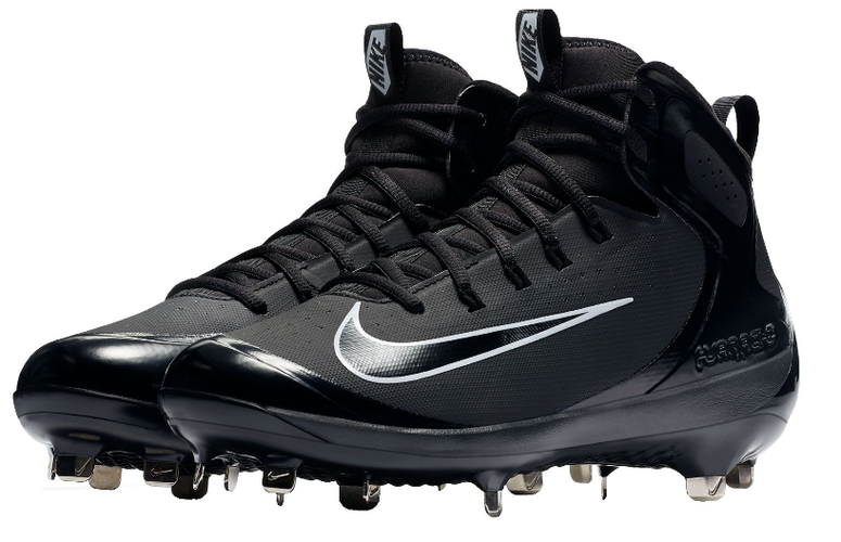 Nike Alpha Huarache Elite Mid Men Size 12 Black Metal Baseball Cleats 923428-001