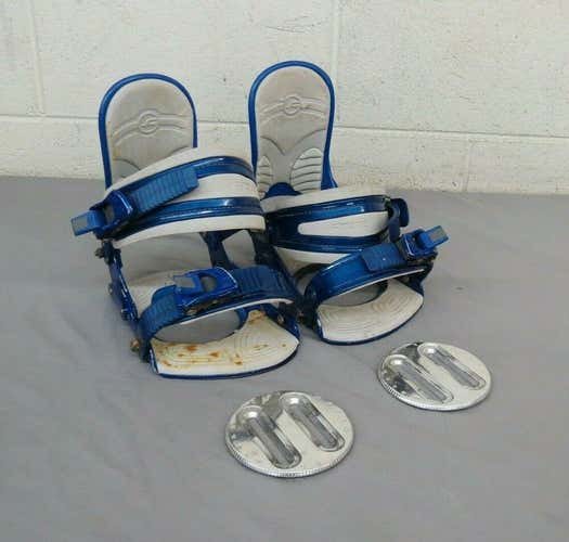 RIDE Snowboards LS Snowboard Bindings w/Base Plates Blue Size Medium LOOK