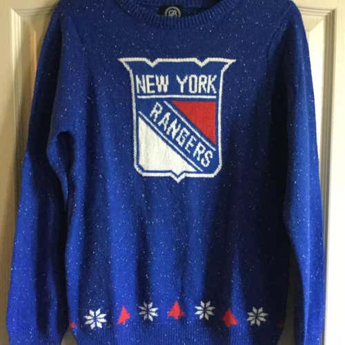New York Rangers NWT Youth Kids blue Ugly Christmas Sweater Large L 14 NHL