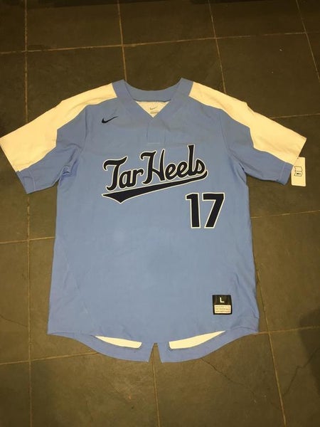 New RARE UNC North Carolina Tar Heels ACC #17 NIKE Baseball Jersey LG ( retails for $120 )