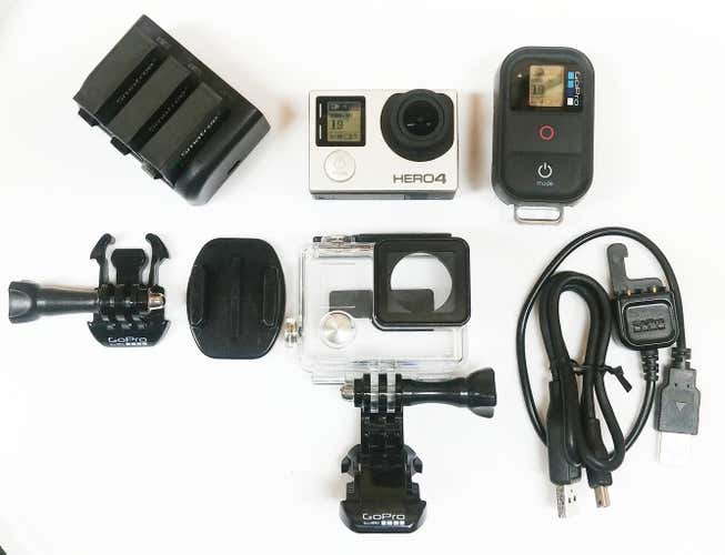 GoPro Hero 4 Silver Edition : Touch Screen LCD Wireless Remote Waterproof Housing 3 extra batteries
