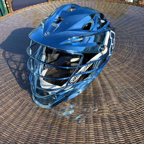 Custom Blue Chrome S Helmet Adult