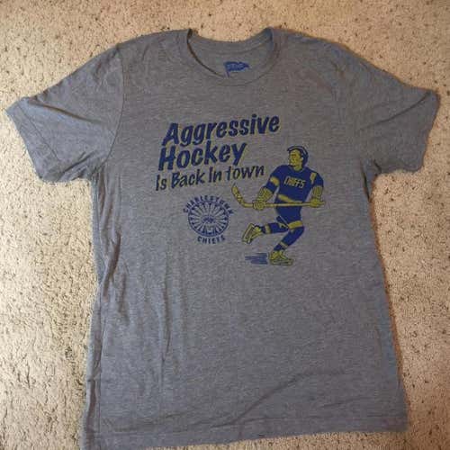 Slap Shot Charlestown Chiefs - "Aggressive Hockey Is Back" t-shirt size Large worn once