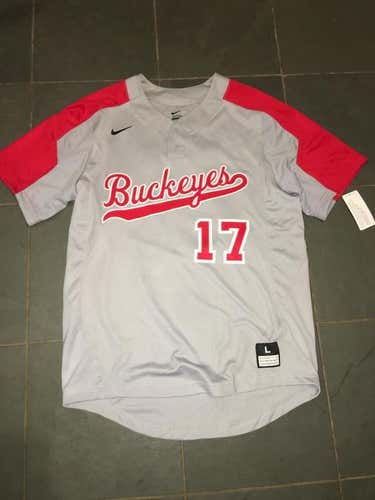 New RARE Ohio State Buckeyes #17 NIKE Baseball Jersey LG SEWN