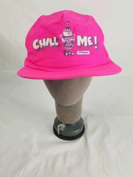 80’s Vtg Chill Me AM PM Neon Bright Fluorescent Snapback Hat Pink Nylon chill me