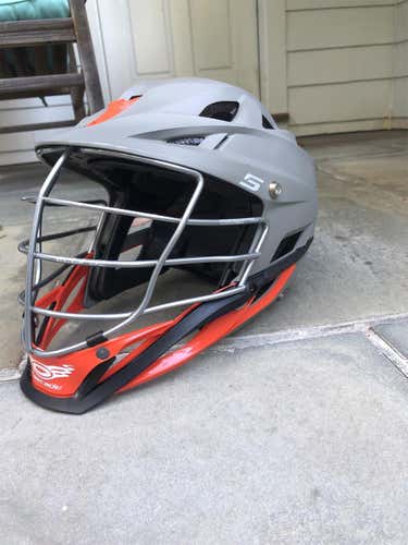 Slightly Used Matte Gray With A Little Orange And Black - Cascade S Lacrosse Helmet
