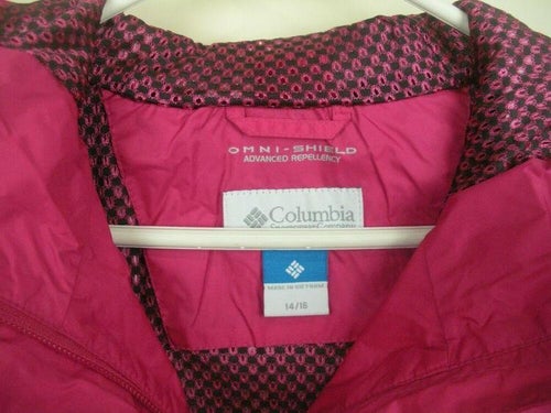 Columbia Omni Shield Hot Pink Hooded Rain Jacket Coat Windbreaker Girl S 14 16 Sidelineswap