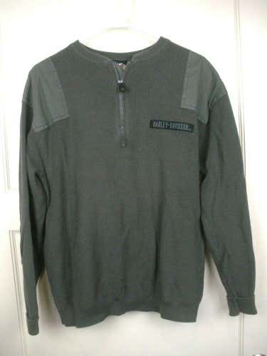 Harley Davidson Army Green 1/4 Zip Ribbed Long Sleeve Shirt Men's Size: M