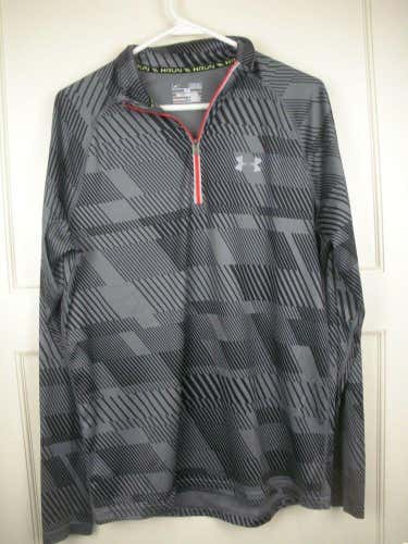 UNDER ARMOUR RUN Fitted Gray 1/4 Zip Long Sleeve Pullover Reflective Men's M