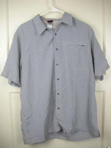 The North Face Short Sleeve Button Up Blue Checked Shirt Men's Size: L