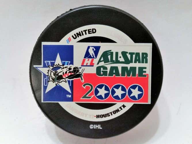 2000 HOUSTON ALL-STAR OFFICIAL GAME PUCK International Hockey League InGlasCo