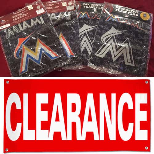 CLEARANCE - Miami Marlins 12.5 X 18 Two-Sided Garden Flags MLB Baseball - Lot of 3