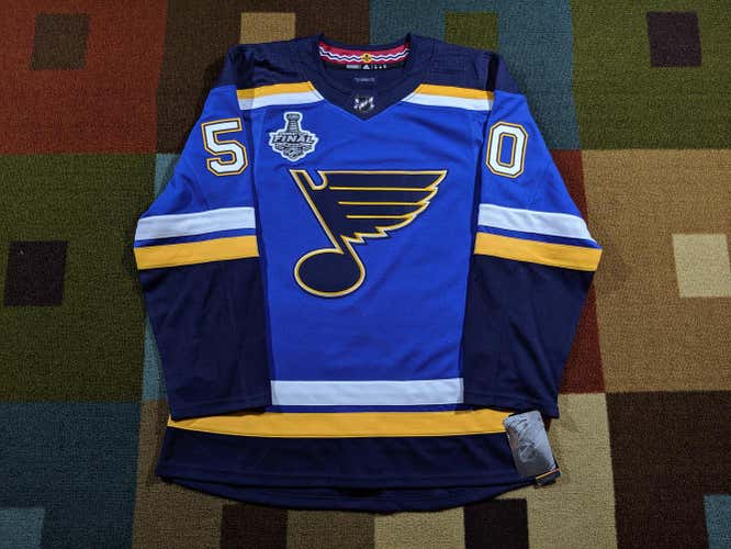 St Louis Blues Jordan Binnington SCF Adidas Authentic Jersey w/ BONUS! - 50 NWT