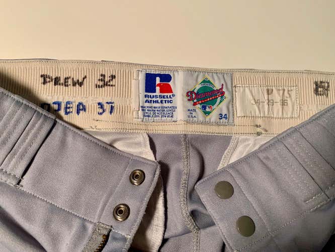 Game Used Cleveland Indians MLB Russell Athletic Baseball Pants 34