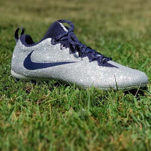 Nike Vapor Untouchable Pro Custom Football Cleats Silver Navy Size 10