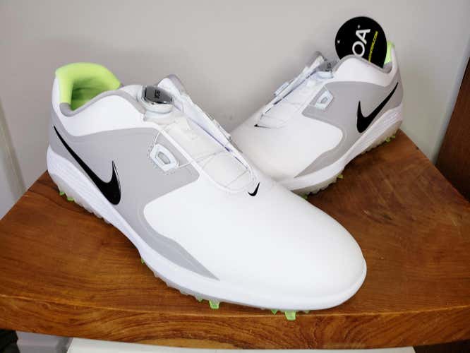 Nike Vapor Pro Boa Golf Shoes White Grey Volt Lunarlon SZ 11.5