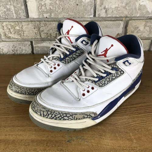 Nike Air Jordan Retro 3's OG True Blue Size 10.5 2016 854262-106 red blue white