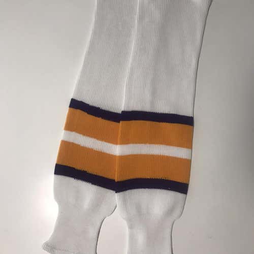 New Hockey Socks Senior (White/purple/yellow)(Monarchs)