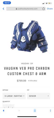 Velocity VE8 Pro Goalie Chest Protector Senior Pro Stock