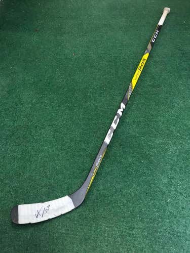 Game Used and Signed Adam Fox CCM Super Tacks Hockey Stick Righty Mid Senior Pro Stock