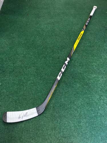 Game Used and Signed Adam Fox CCM Super Tacks Hockey Stick Righty Mid Senior Pro Stock