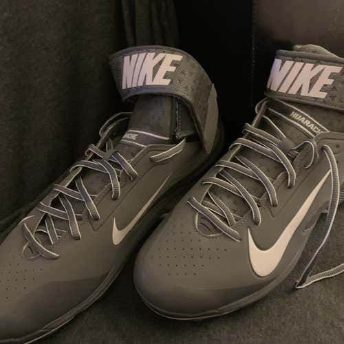NIKE Air Huarache Pro Mid Metal Baseball Cleats  Light Graphite/White 599235-015