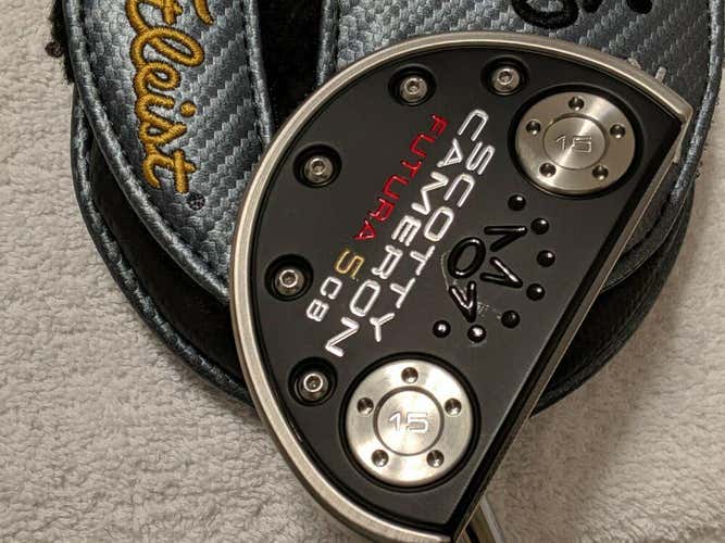 SCOTTY CAMERON FUTURA 5 CB 34" W LEATHER STITCH BACK GRIP MATCHING HEAD COVER